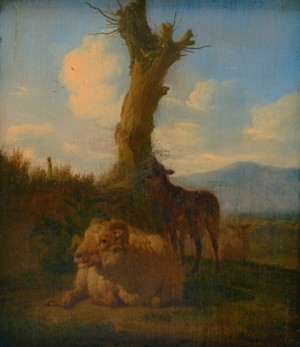 Sheeps near a lonely tree